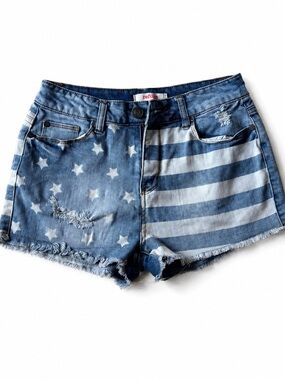 Refuge Blue Stars & Stripes Denim Shorts - Women's